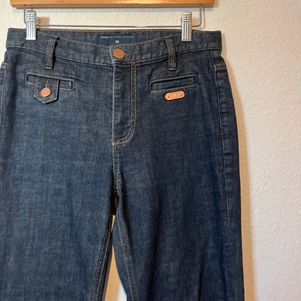 Marc by Marc Jacobs Blue Denim PO2 Charlie High Rise Flare Jeans Women's Size 28 - Picture 2 of 8
